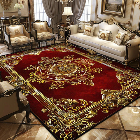 Navak Carpet Luxury Persian Retro Carpet European Decoration Easy Clean Non-slip Living Room Large Rugs Bedroom Cloakroom Washable Soft Mat
