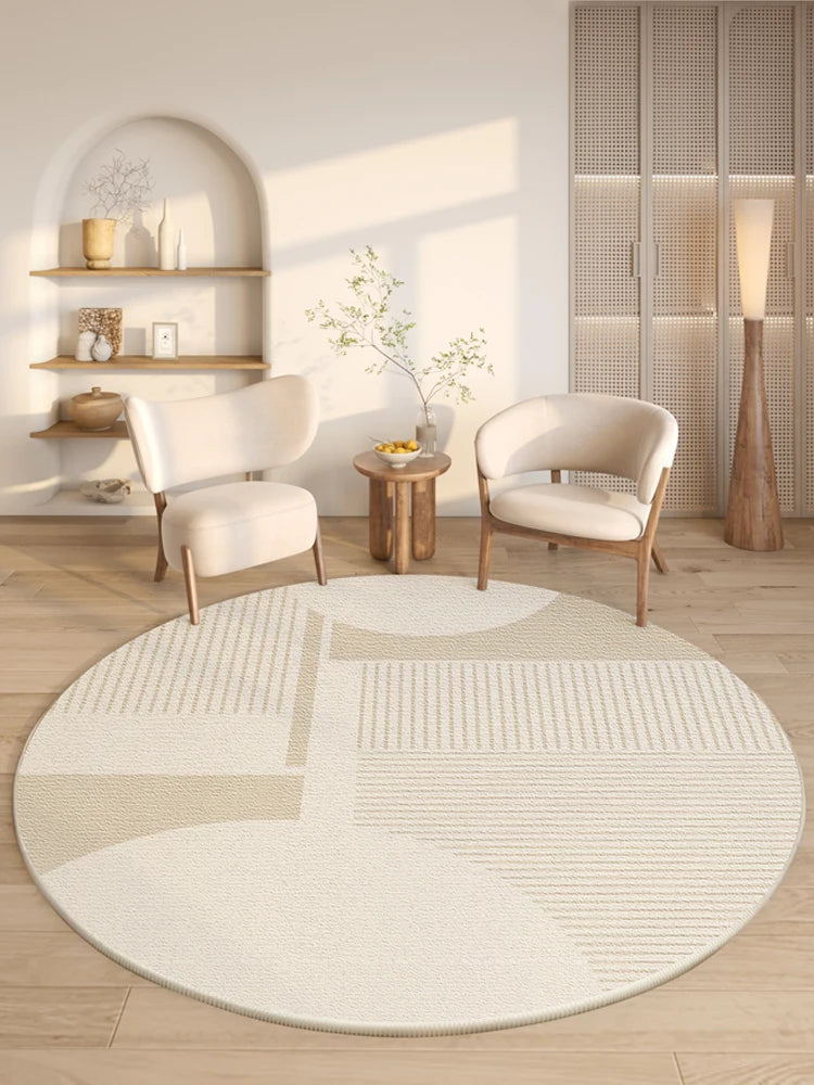 Navak Carpet Modern Style Rugs for Bedroom Minimalist Living Room Decoration Round Anti-slip Carpet Soft Bedside Floor Mat Washable Study Rug