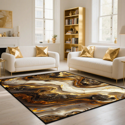 Navak Carpet Golden Abstract Marble Stripes Carpets for Living Room Luxury Bedroom Decoration Large Area Rugs Sofa Side Soft Lounge Floor Mat