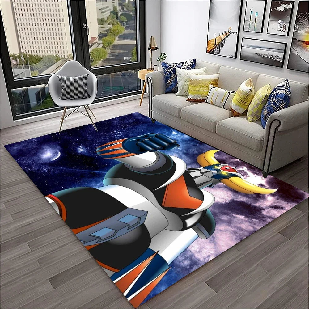 Navak Carpet 3D Cartoon UFO Robot Grendizer Anime Carpet Rug for Home Living Room Bedroom Sofa Doormat Decor,kids Area Rug Non-slip Floor Mat