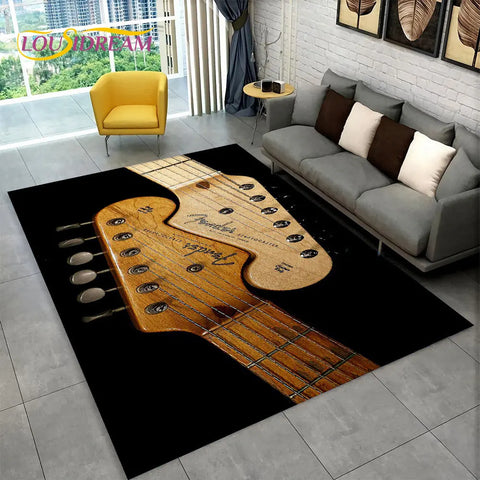 Navak Carpet Classical Guitar Electric Guitar Bass Area Rug,Carpet Rug for Living Room Bedroom Sofa Doormat Decor,Kid Game Non-slip Floor Mat