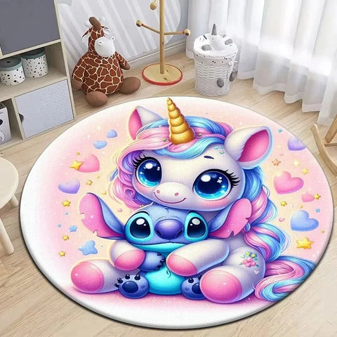 Navak Carpet Daily Picks Disney Stitch Cartoon Round Mat Cute Cartoon HD Printed Carpet Bedroom Living Room Sofa Large Area Pet Kitchen Rugs Decor