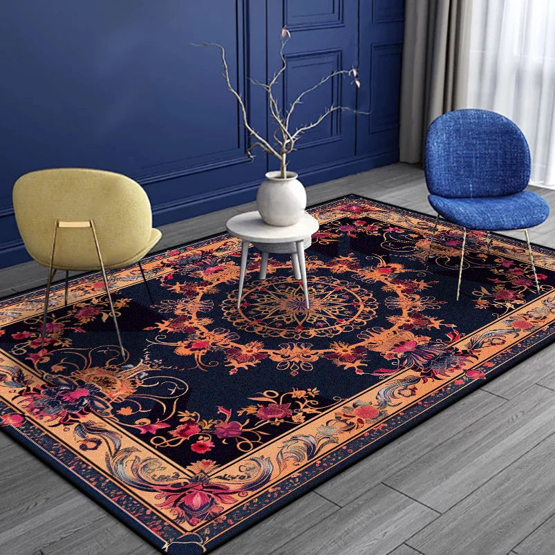 Navak Carpet Persian Style Luxury Carpet Living Room Senior Antiskid Golden Border Bedroom Decoration Rug Soft Easy Clean Entrance Door Mat