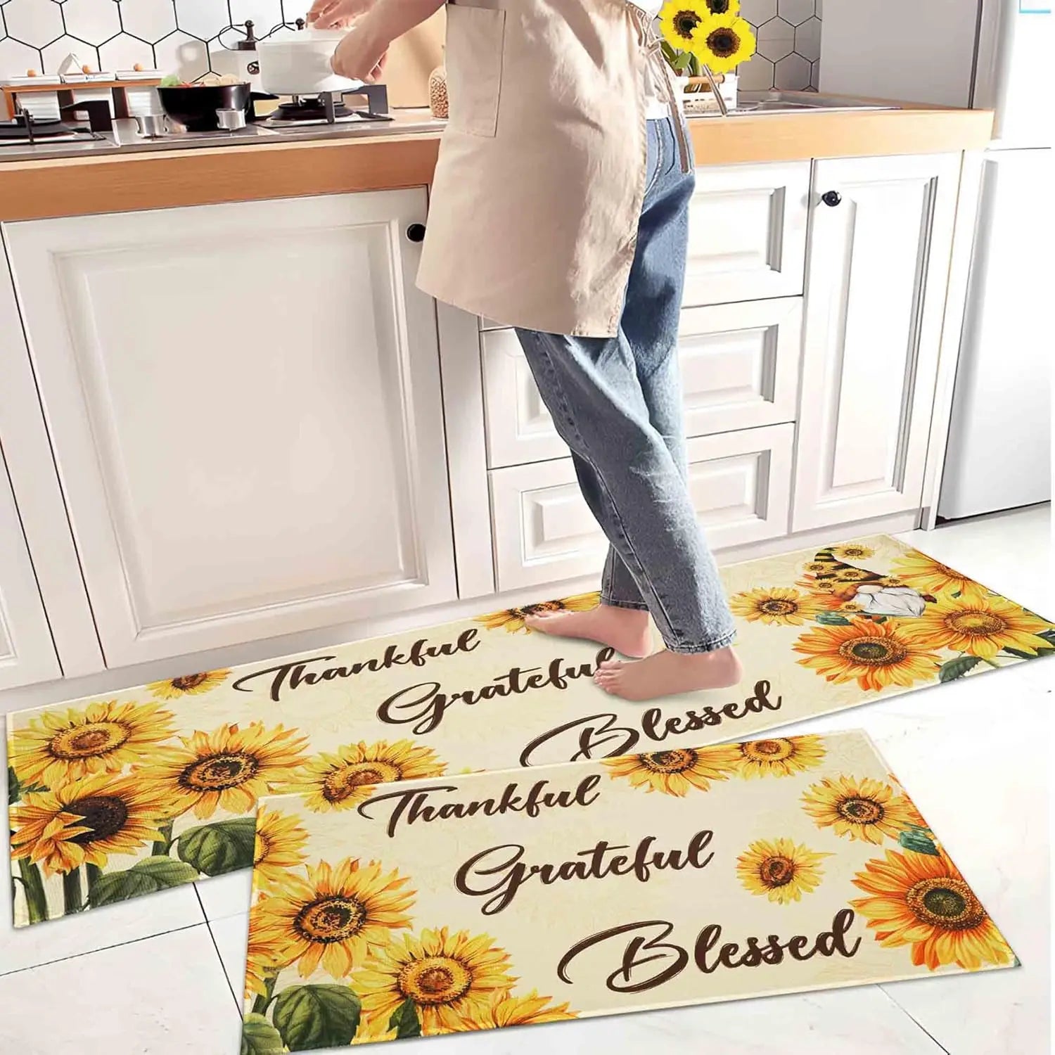 Navak Carpet Exclusive Picks 2PC Coffee Kitchen Rugs and Mats Non-Slip Washable Stain and Fade Resistant,Kitchen Hallway Runner Rug Kitchen Home Decor