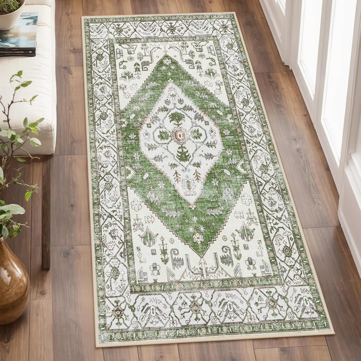 Navak Carpet Exclusive Picks Persian Style Cashmere Wash Back Rug Foldable Machine Washable Bedroom Rug Bedside Rug Hallway Aisle Rug Home Decor