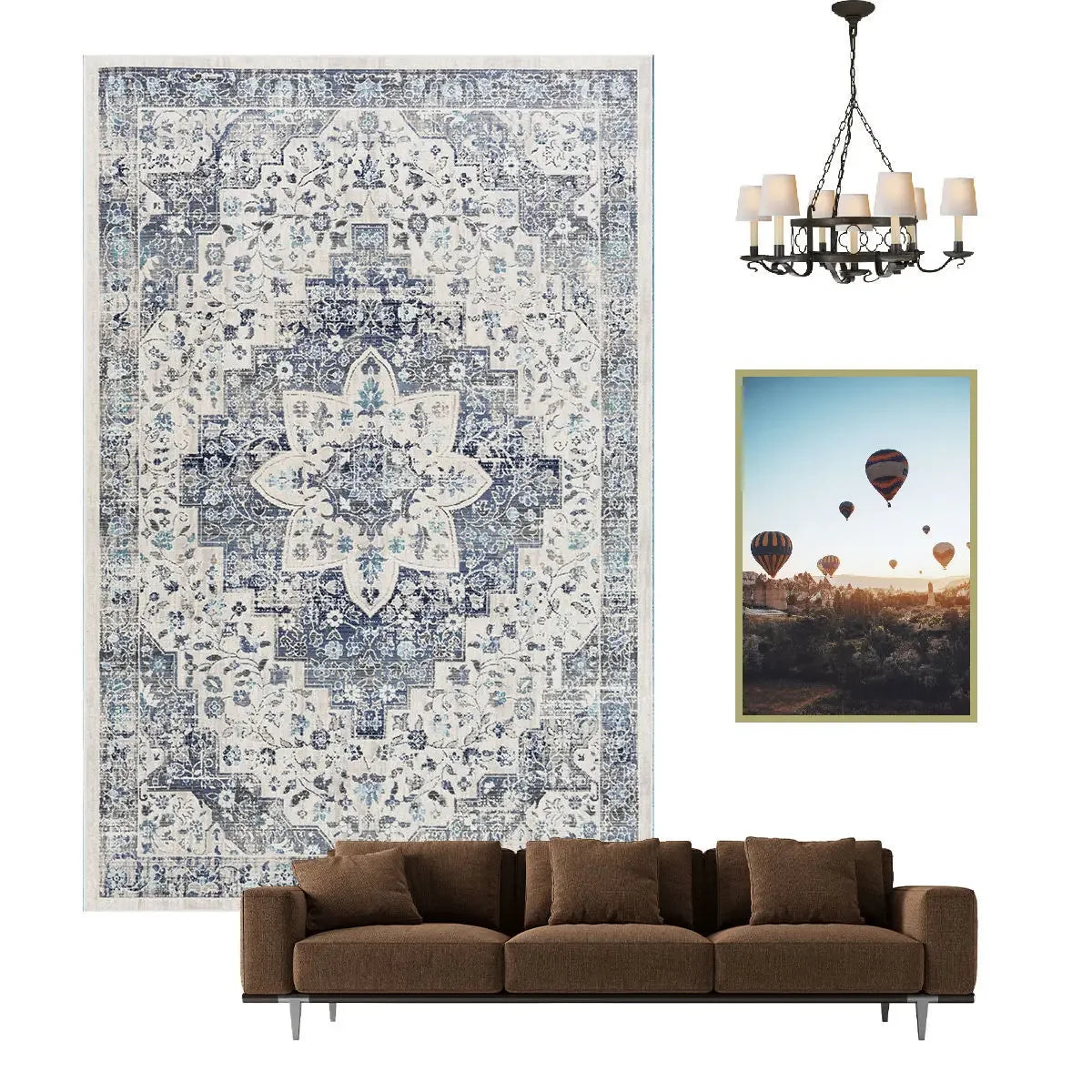 Navak Carpet Nordic Ethnic Style Retro Carpet Living Room Decoration Carpets Home Bedroom Non-slip Rug Persian Court Pattern Large Area Mat