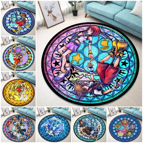 Navak Carpet K-Kingdom Heart Themed Round Carpet for Living Room and Bedroom NonSlip Floor Mat Rug for Gaming Enthusiast Birthday Gift Idea