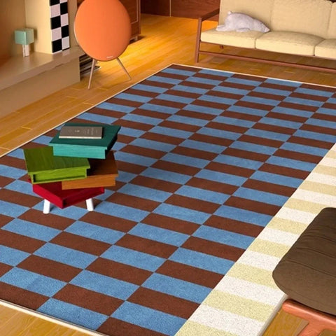 Navak Carpet American Retro Carpet Blue Brown Living Room High-grade Bedroom Bedside Floor Mat Cloakroom Sofa Simple Rug Alfombra Decorate