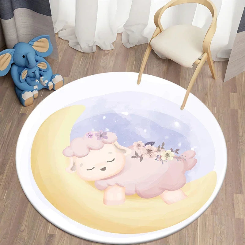 Navak Carpet Cartoon Cute Bear Round Carpet for Living Room Rugs Bath Mat for Children Room Mats Bedroom Carpets Baby Kids Room Home Decor
