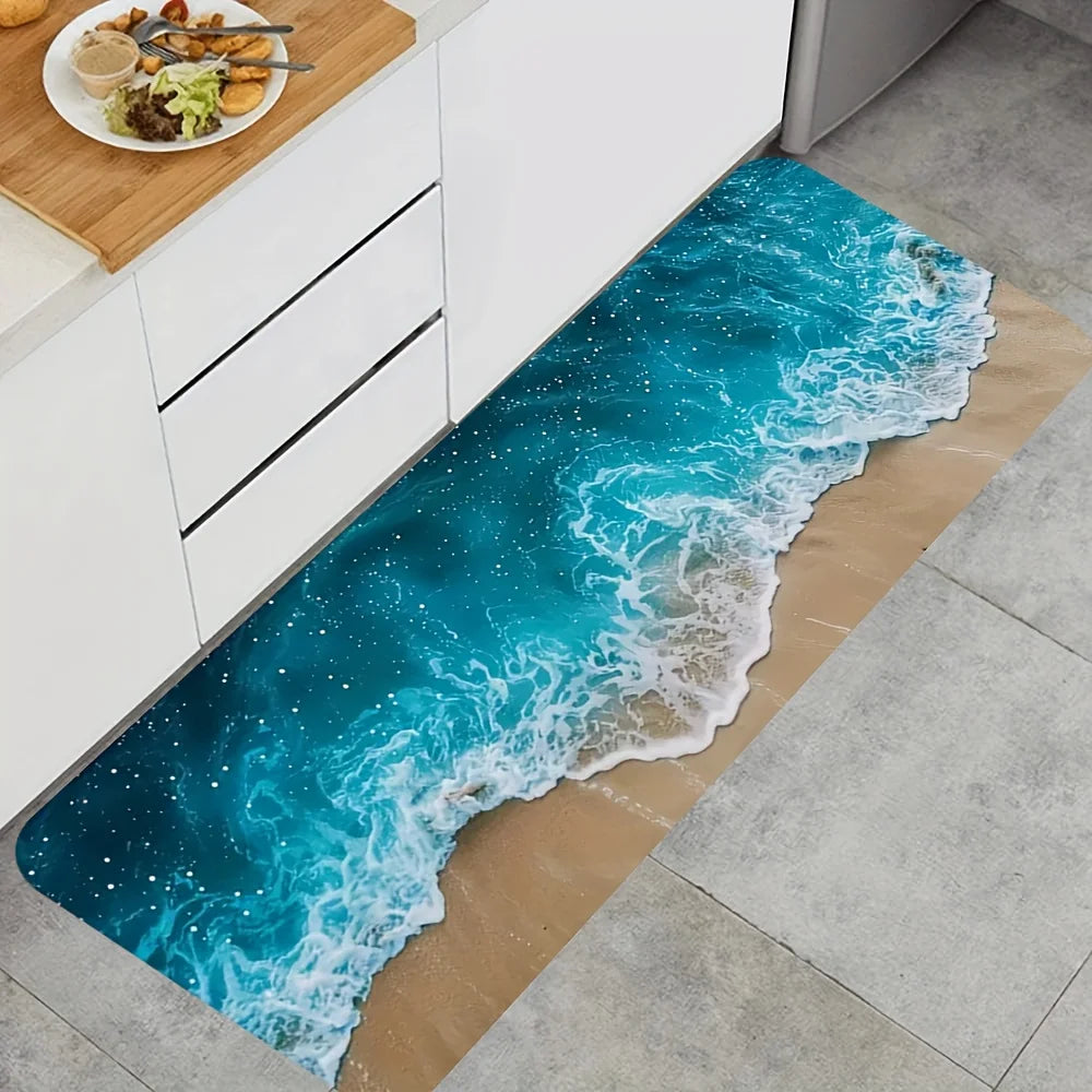 Navak Carpet Summer Beach Wave Kitchen Floormat Home Decor Non-slip Kitchen Hallway Balcony Rugs Bathroom Foot Pad Bedroom Door Mat