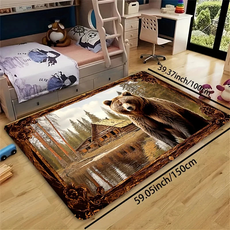 Navak Carpet Exclusive Picks Brown Bear Beast Pattern Carpet, Soft Non-Slip Home Decor Living Room Rug, Room Carpet, Bathroom Kitchen Foot Mat