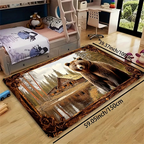 Navak Carpet Exclusive Picks Brown Bear Beast Pattern Carpet, Soft Non-Slip Home Decor Living Room Rug, Room Carpet, Bathroom Kitchen Foot Mat