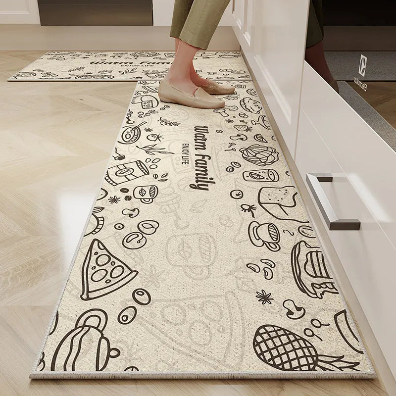 Navak Carpet Exclusive Picks 1/2PC Cartoon Easy To Manage Kitchen Floor Mat Home Long Crystal Velvet Carpet Dirt Resistant and Non-Slip Floor Mat