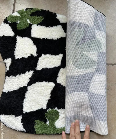 Navak Carpet Plaid Irregular Kitchen Rugs Soft Fluffy Tufting  Carpet Rugs Non-Slip Abosrbent Bathroom Floor Mat Bedroom  Toilet Door Carpet