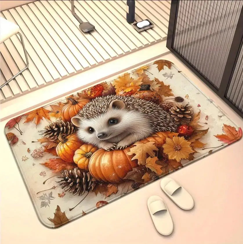 Navak Carpet Autumn Harvest Pumpkin Hedgehog Welcome Door Mat Decor Kitchen Corridor Balcony Rugs Bedroom Beside Foot Mat Bathroom Rugs
