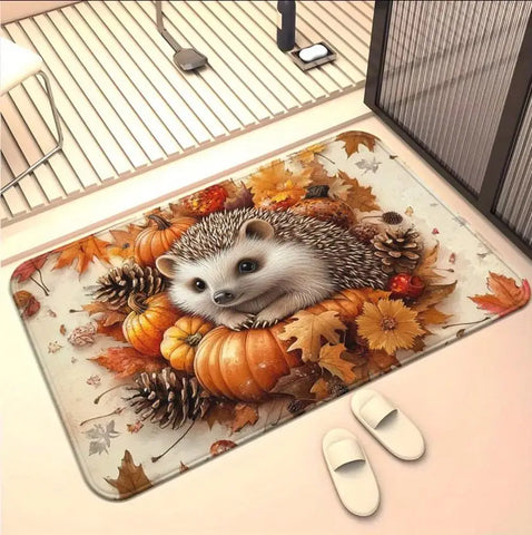 Navak Carpet Autumn Harvest Pumpkin Hedgehog Welcome Door Mat Decor Kitchen Corridor Balcony Rugs Bedroom Beside Foot Mat Bathroom Rugs