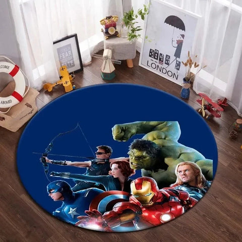 Navak Carpet Daily Picks DISNEY Marvel The Avengers Round Carpet Anime Rug Non-Slip Play Mat Cute Floor Rugs For Living Room Bedroom Kids Mats
