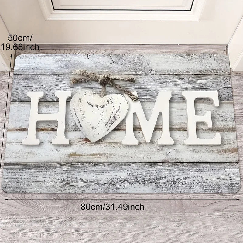 Navak Carpet Wood grain home letter print pattern rug, polyester non-slip, suitable for indoor and outdoor entrance mats, laundry room