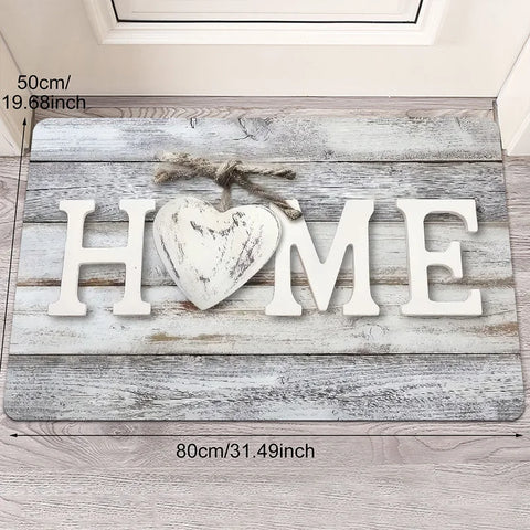Navak Carpet Wood grain home letter print pattern rug, polyester non-slip, suitable for indoor and outdoor entrance mats, laundry room