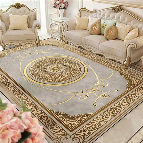 Navak Carpet Luxury European Living Room Rugs Lounge Sofa Coffee Table Anti-slip Carpet Home Room Bedroom Decor Cloakroom Floor Mats Washable