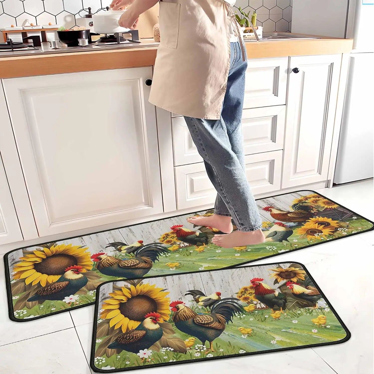 Navak Carpet Exclusive Picks 2PC Coffee Kitchen Rugs and Mats Non-Slip Washable Stain and Fade Resistant,Kitchen Hallway Runner Rug Kitchen Home Decor