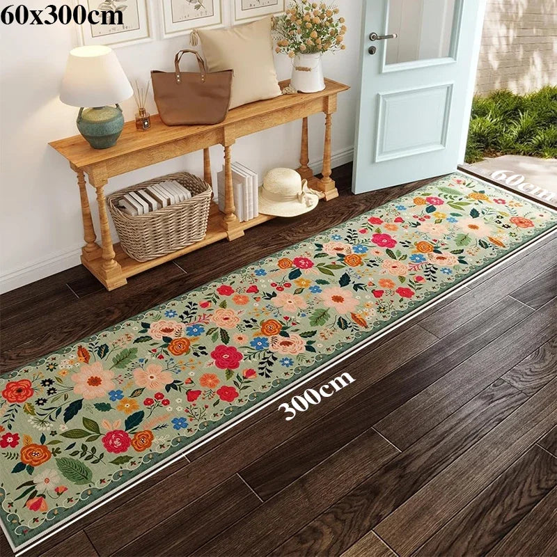 Navak Carpet Hallway Carpet Runway Long Rug Machine Washable Folding Non-slip Floor Mat Spring Flower Home Decoration Rugs for Living Room