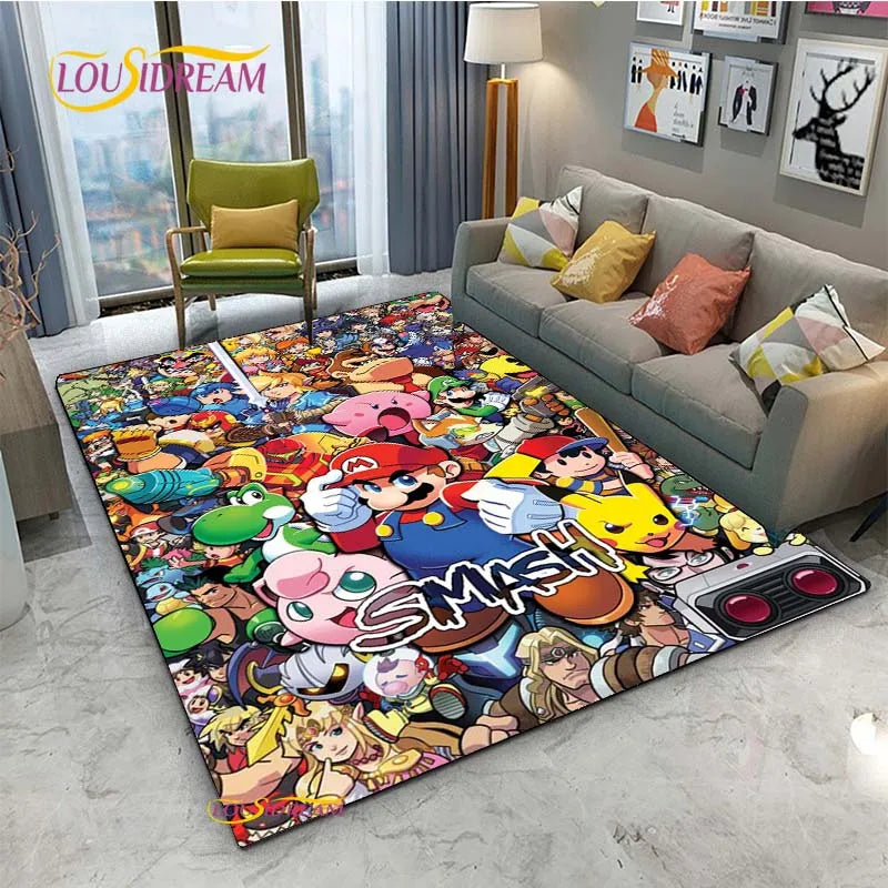 Navak Carpet Mario Cartoon Anime Carpet for Living Room Bedroom Cute Rugs Table Kitchen Door Kids Un-slip Floor Mats Alfombra Birthday gift