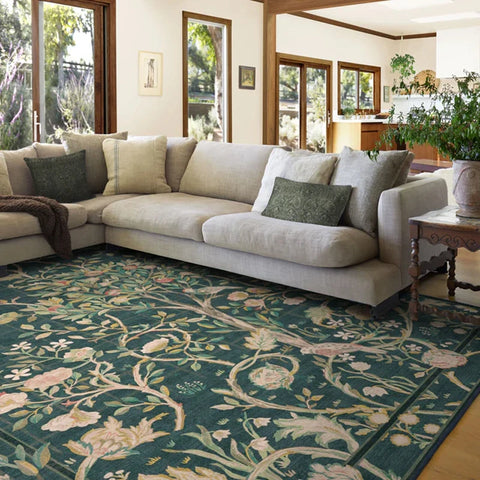 Navak Carpet Living Room Carpet Large Size Bedroom Bedside Floor Mat Machine Washable Carpets Spring Flowers Plant Retro Home Decoration Rug