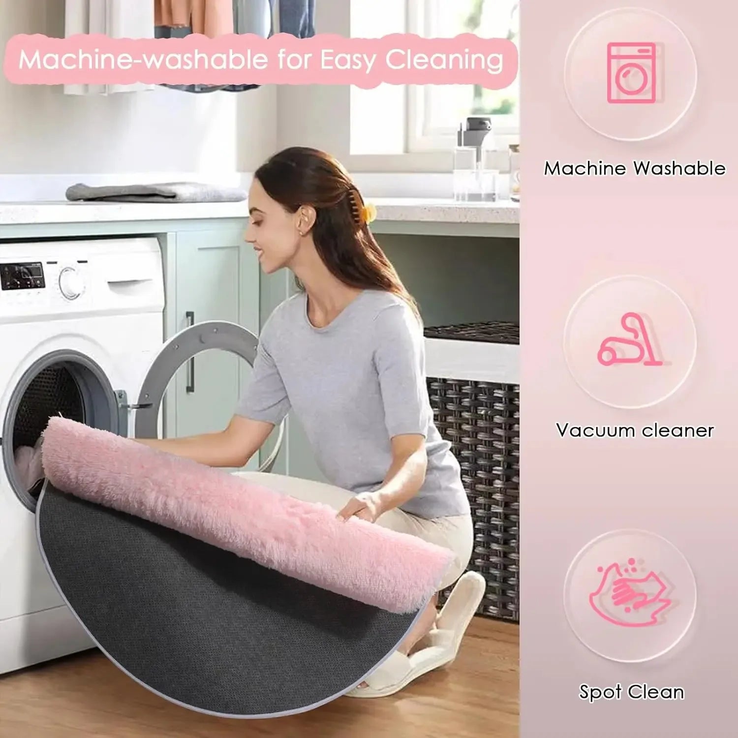 Navak Carpet vikama Pink Round Rug for Girls Bedroom,Fluffy Circle Area Rug for Kids Room,Furry Shaggy Carpet for Living Room Playroom Decor