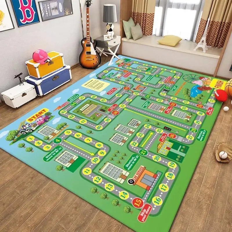 Navak Carpet Thickened Flannel Carpet Living Room Children's Bedroom Decoration Floor Rug Cartoon Road Play Mat Soft Tatami Carpets Non-slip