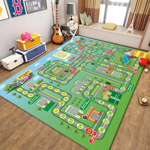 Navak Carpet Thickened Flannel Carpet Living Room Children's Bedroom Decoration Floor Rug Cartoon Road Play Mat Soft Tatami Carpets Non-slip
