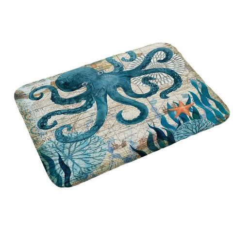 Navak CarpetExclusive Picks Summer Marine Life Carpet Home Decor, Door Floor Mat, Bathroom Anti-slip Mat, Soft, Absorbent, Anti-slip, Dirt-resistant