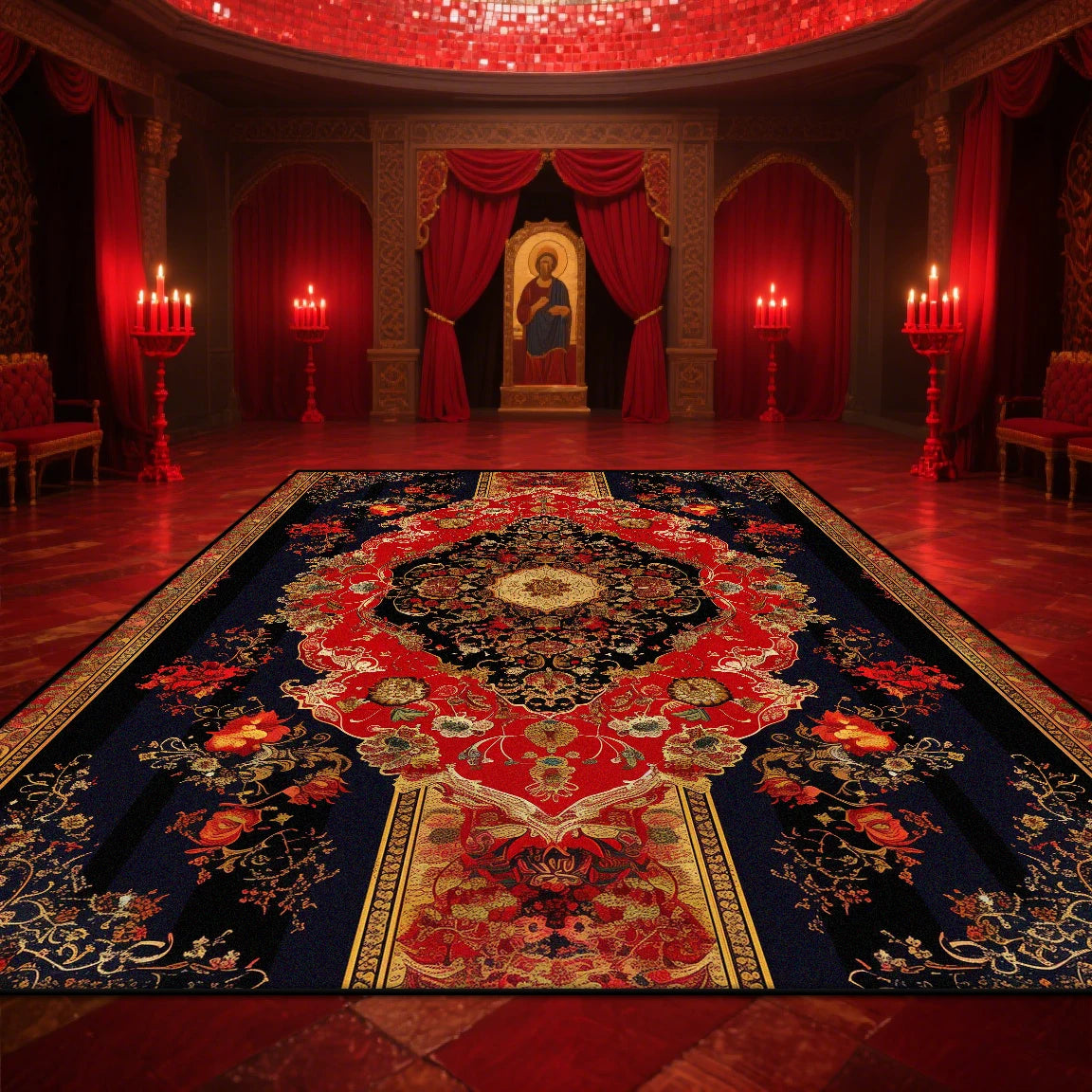 Navak Carpet Persian American Retro Carpet Large Area Living Room Decoration Home Ethnic Style Bedroom Rug Cloakroom Lounge Soft Mat Non-slip
