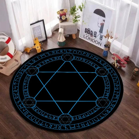 Navak Carpet Mystic Magic Circle Round Theme Interior Non-Slip Rug Bedroom Meditation Zone Ideal Decorative Rug
