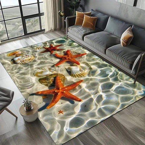 Navak Carpet 3D Beach Shells Rug for Kids' Play Area and Bedroom Non-Slip Decor