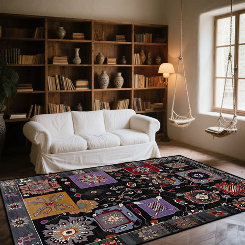 Navak Carpet American Style Retro Decoration Rug Living Room Abstract Art Bedroom Easy Clean Sofa Carpet Lounge Coffee Tables Washable Mat