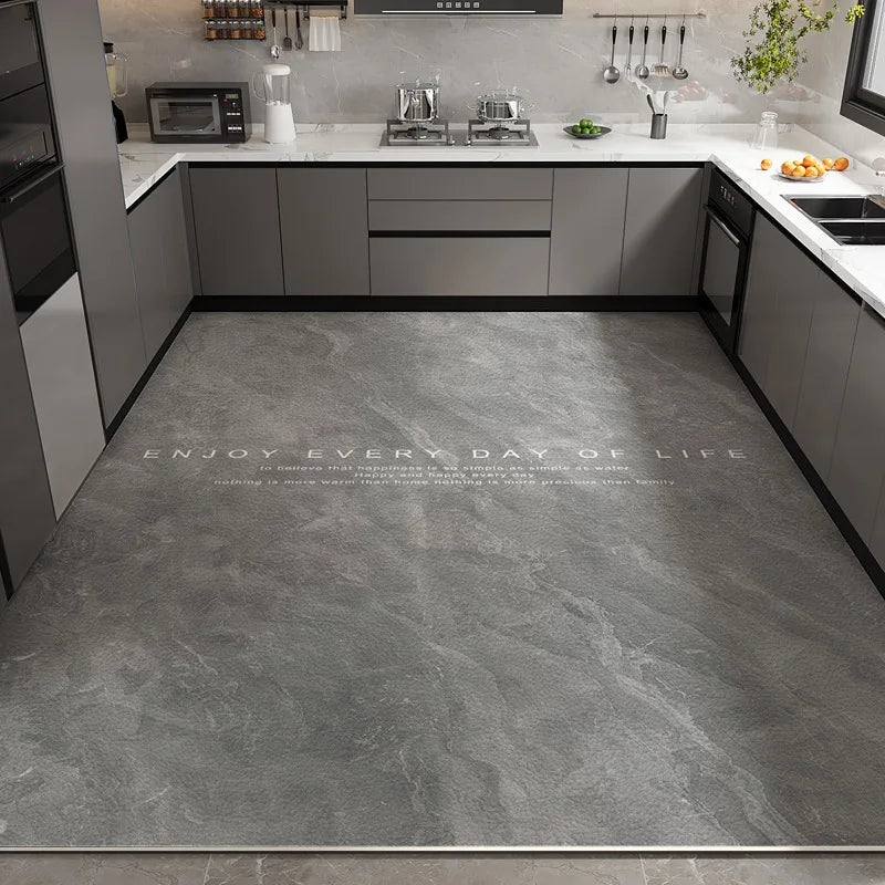 Navak Carpet Kitchen Floor Mat Waterproof Non-slip Oil-resistant Leather Carpet PVC Large Size Imitation Marble Geometric Rug Home Decora Mat