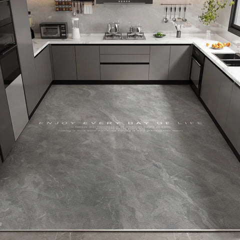 Navak Carpet Kitchen Floor Mat Waterproof Non-slip Oil-resistant Leather Carpet PVC Large Size Imitation Marble Geometric Rug Home Decora Mat