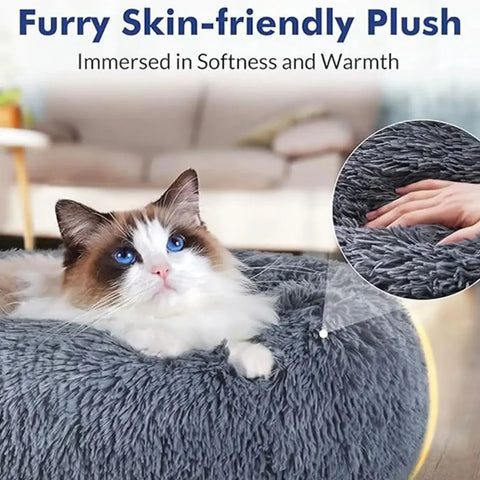 Navak Carpet  40-90cm Round Pet Bed for Large Dog Bed Super Soft Cat Bed Long Plush Dog House for Medium Dog House Winter Warm Sleeping
