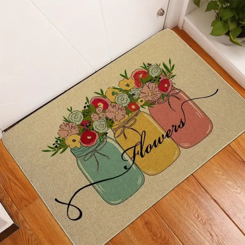 Navak Carpet Floral Leaves Welcome Door Mat for Home Entryways Decor Non-slip Bathroom Entrance Floor Carpet Kitchen Rugs Washable Doormat
