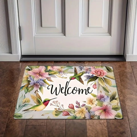 Navak Carpet 1pc Magpie Flower Fresh Doormat, Machine Washable, Polyester Fabric, Non-slip, Suitable for Bedroom Living Room Entrance