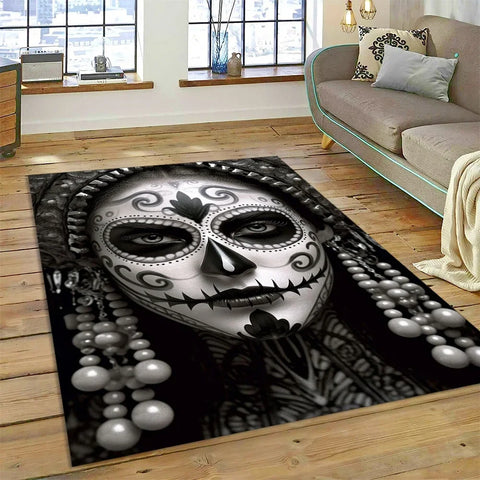Navak Carpet Horror Skull Girl Dead Gothic Undead Female Carpet Rug for Home Living Room Bedroom Sofa Doormat Decor,Kid Area Rug Non-slip Mat