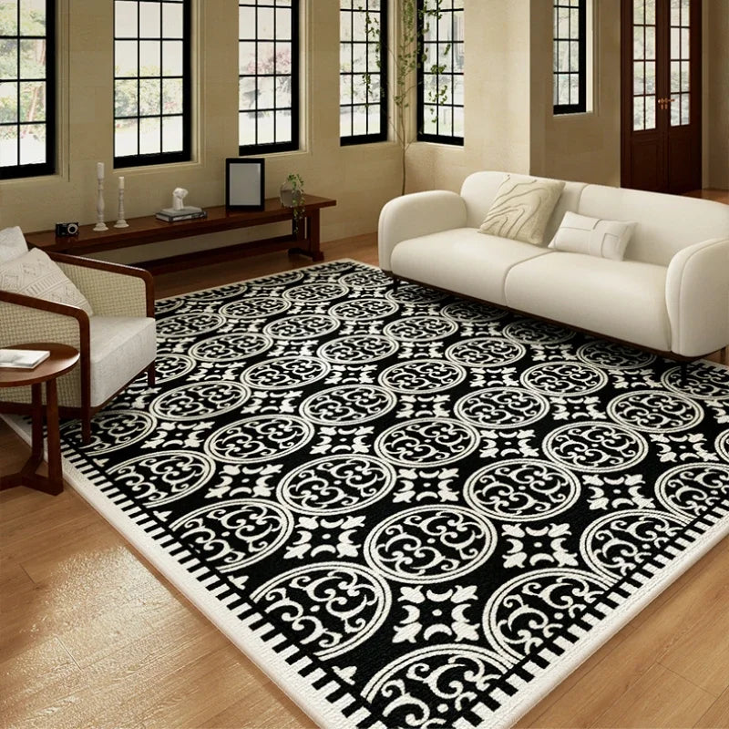 Navak Carpet Luxurious Black White Area Rug Large Non-Slip Living Room Carpet Washable Easy Care Comfortable Bedroom Decorative Floor Mat