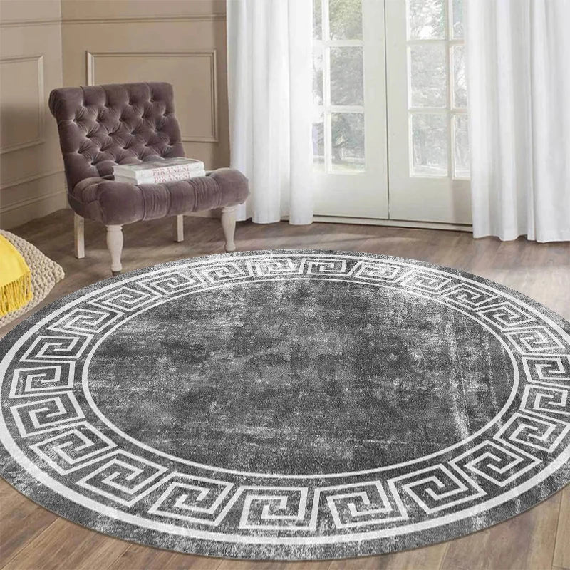 Navak Carpet Luxury Style Round Carpet Living Room White Black Green Marble Pattern Room Rugs Washable Non-slip Decor Floor Mats for Bedroom