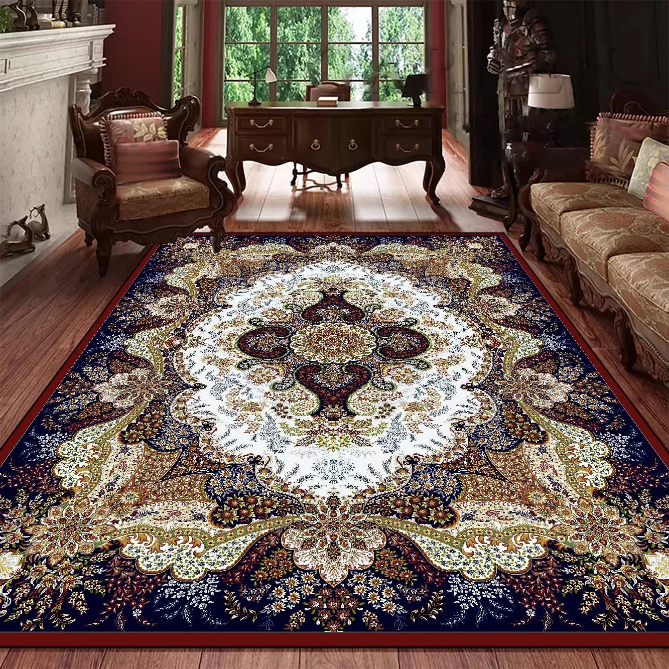 Navak Carpet Classic Persian Style Luxury Rug Elegant Washable Carpet for Living Room Bedroom Sophisticated Home Decor Floor Mat Kitchen Mat