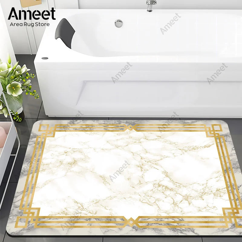 Navak Carpet Super Absorbent Floor Bath Mat Bathroom Shower Anti-slip Carpet Quick Dry Rubber Door Mat Nordic Luxury Marble Rug Home Decor