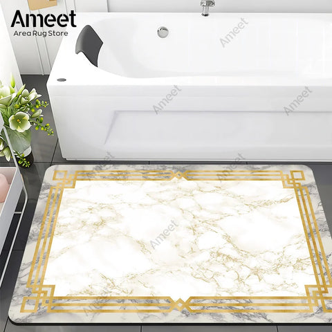 Navak Carpet Super Absorbent Floor Bath Mat Bathroom Shower Anti-slip Carpet Quick Dry Rubber Door Mat Nordic Luxury Marble Rug Home Decor