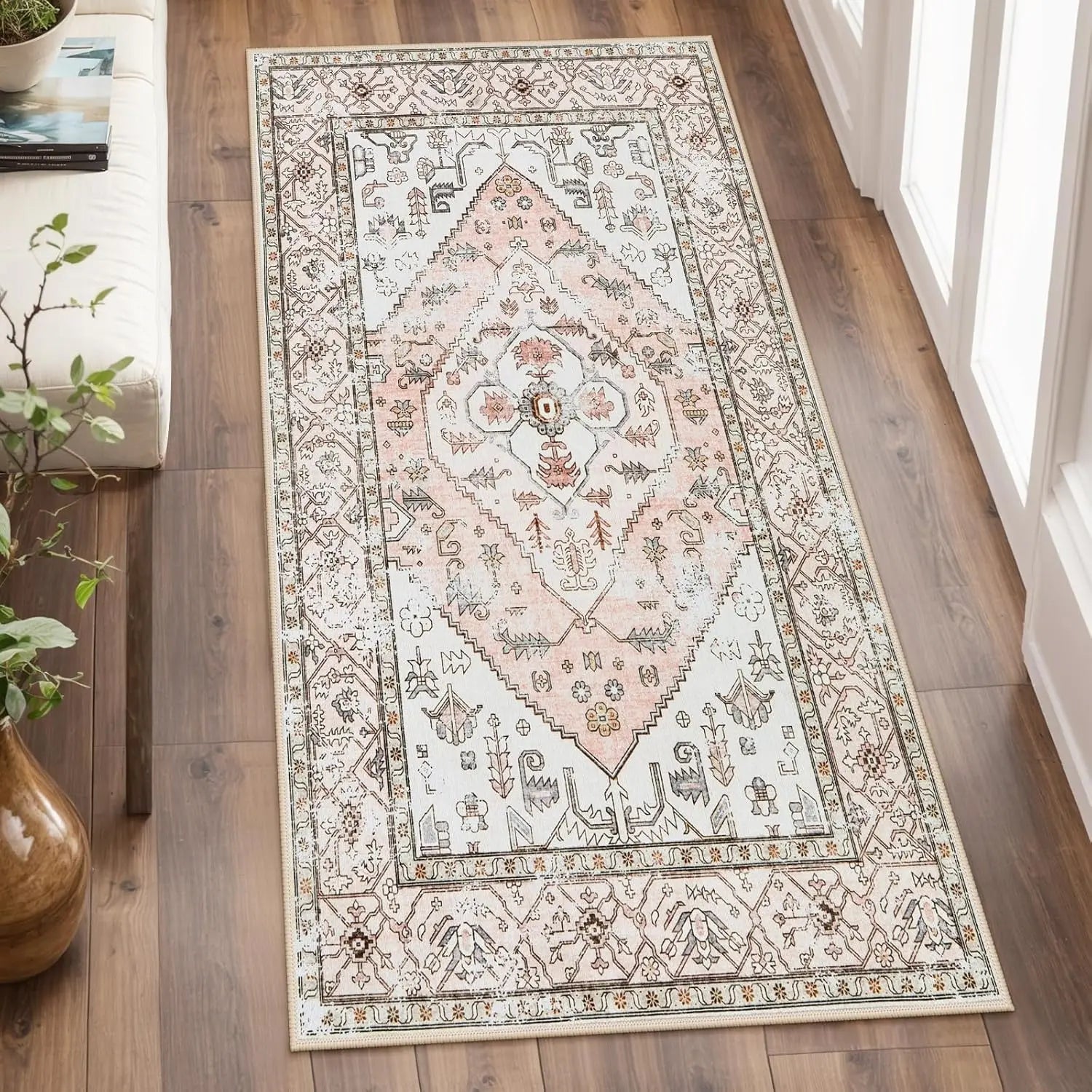 Navak Carpet Exclusive Picks Persian Style Cashmere Wash Back Rug Foldable Machine Washable Bedroom Rug Bedside Rug Hallway Aisle Rug Home Decor