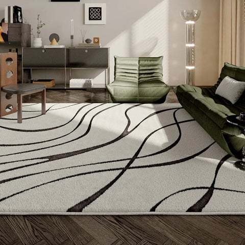 Navak Carpet French Simple Living Room Carpet Modern Light Luxury Plush Anti-slip Coffee Table Rug Home Decor Lines Bedroom Soft Floor Mat 러그