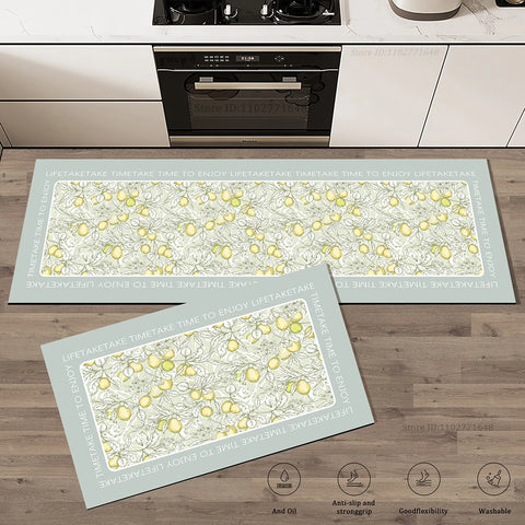 Navak Carpet Flowers Pattern Kitchen Extra Thick Absorbent Rug Bathroom Entrance Non-Slip Doormat Carpet Large Anti Fatigue Mat Long Rugs